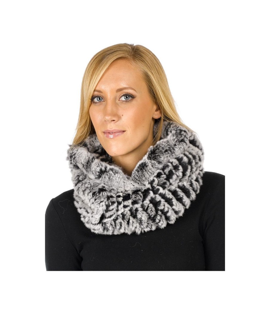 The Lucie Rex Rabbit Fur Scarf in Black Frost